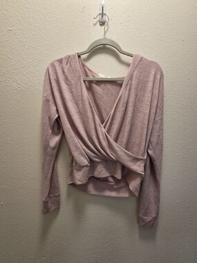 GAP Pink Wrap-Front Long Sleeve Top